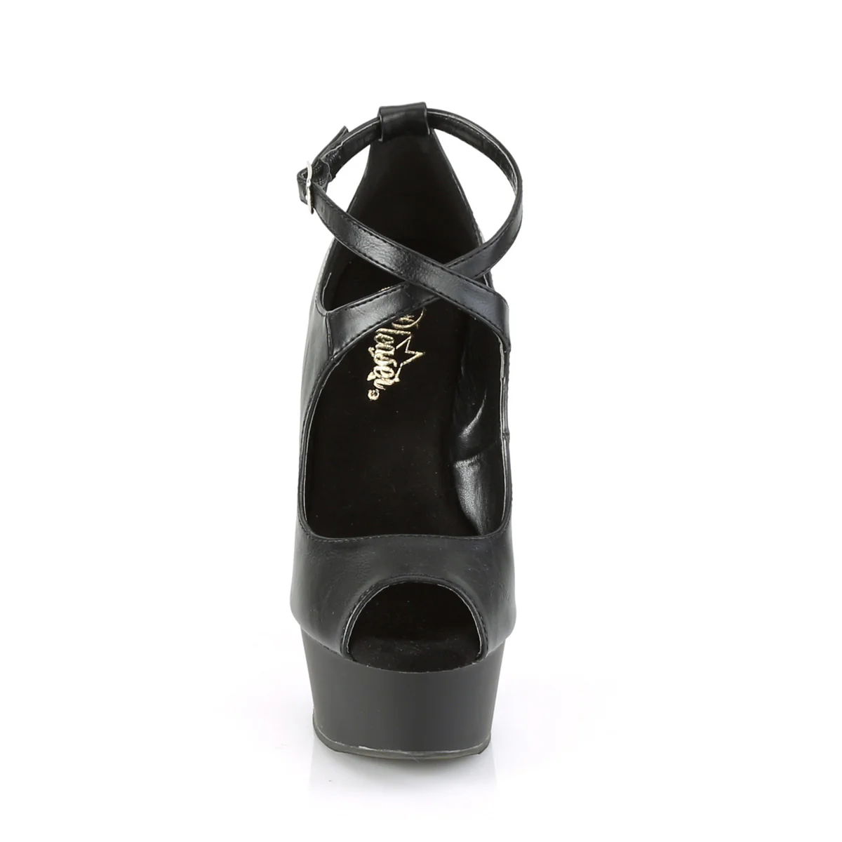 DELIGHT-653 Black Faux Leather/Black Matte - Image 2
