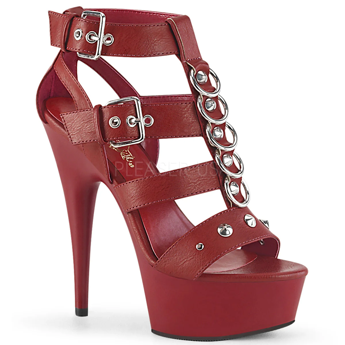 DELIGHT-658 Red Faux Leather/Red Matte