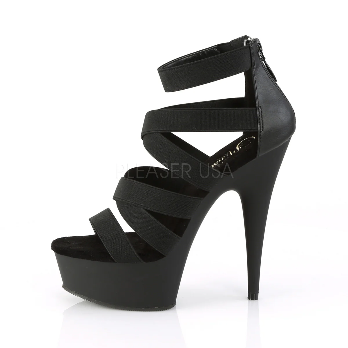 DELIGHT-659 Black Elastic Band-Faux Leather/Black Matte - Image 2