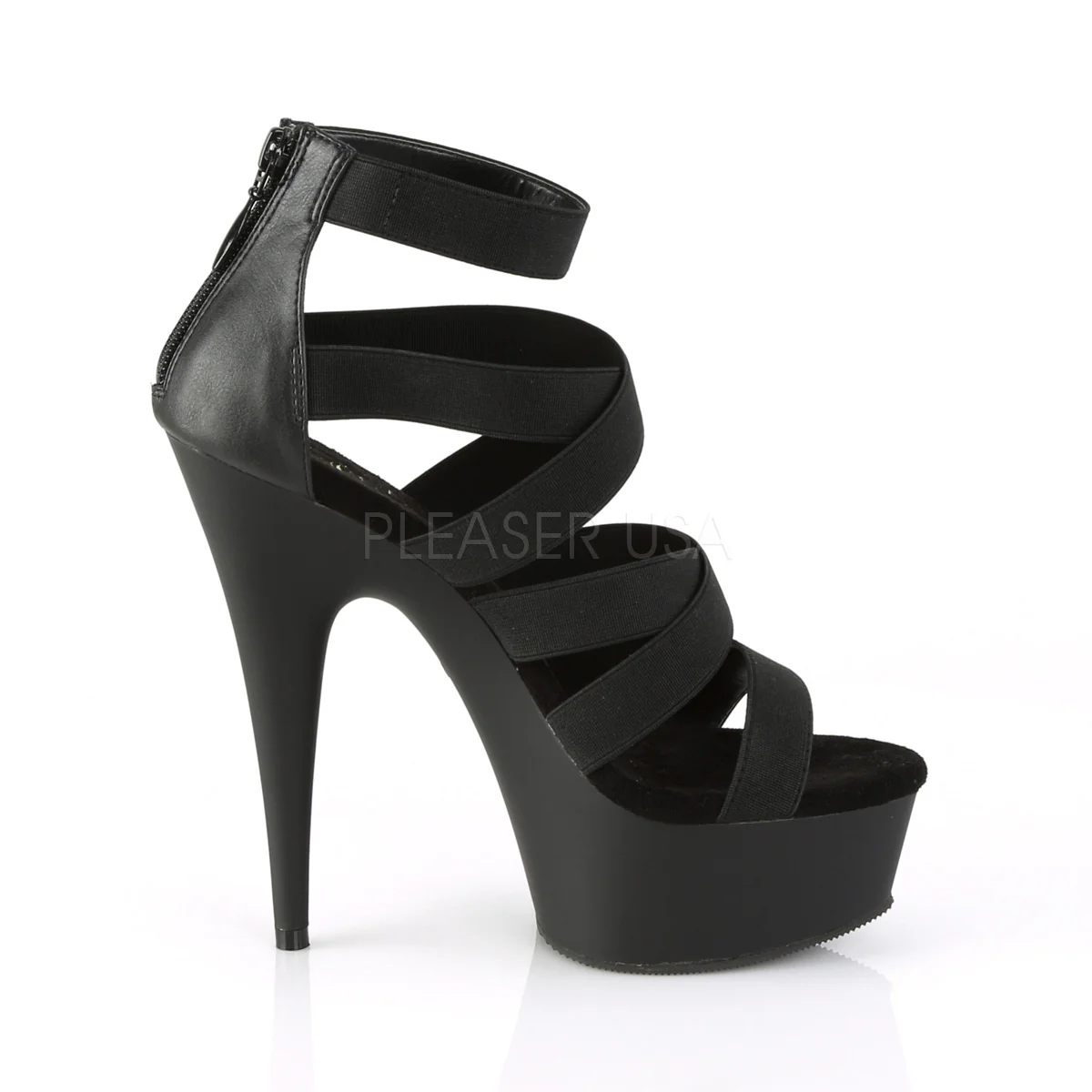 DELIGHT-659 Black Elastic Band-Faux Leather/Black Matte - Image 4