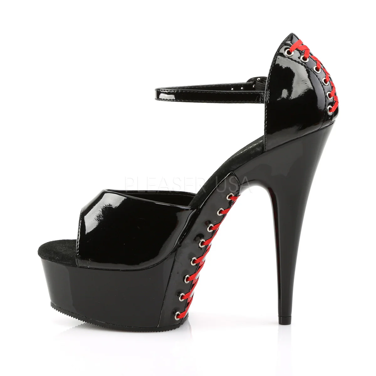 DELIGHT-660FH  Black Patent/Black (Red Lace) - Image 3