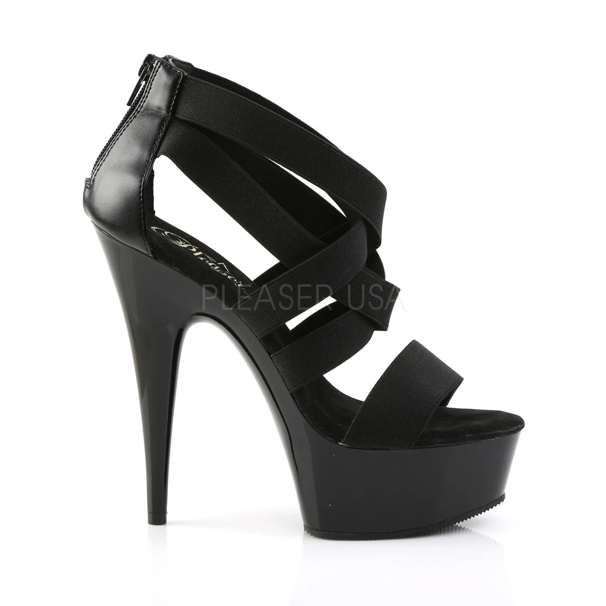 DELIGHT-669  Black Elastic Band-Faux Leather/Black - Image 5