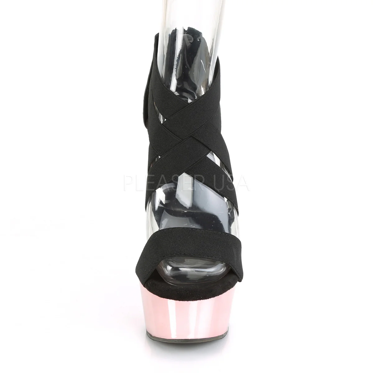 DELIGHT-669 Black Elastic Band-Faux Le/R. Gold Chrome - Image 2