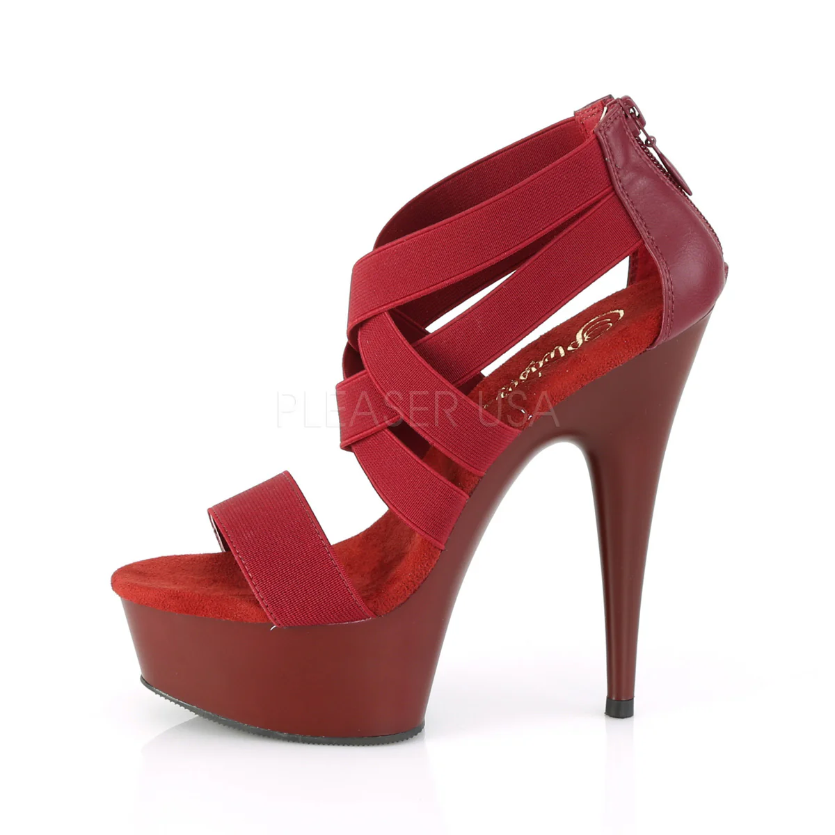 DELIGHT-669  Burgundy Elastic Band-Faux Leather - Image 3
