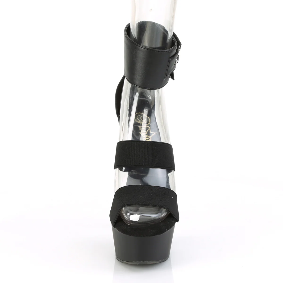 DELIGHT-672  Black Elastic-Faux Leather/Black Matte - Image 2