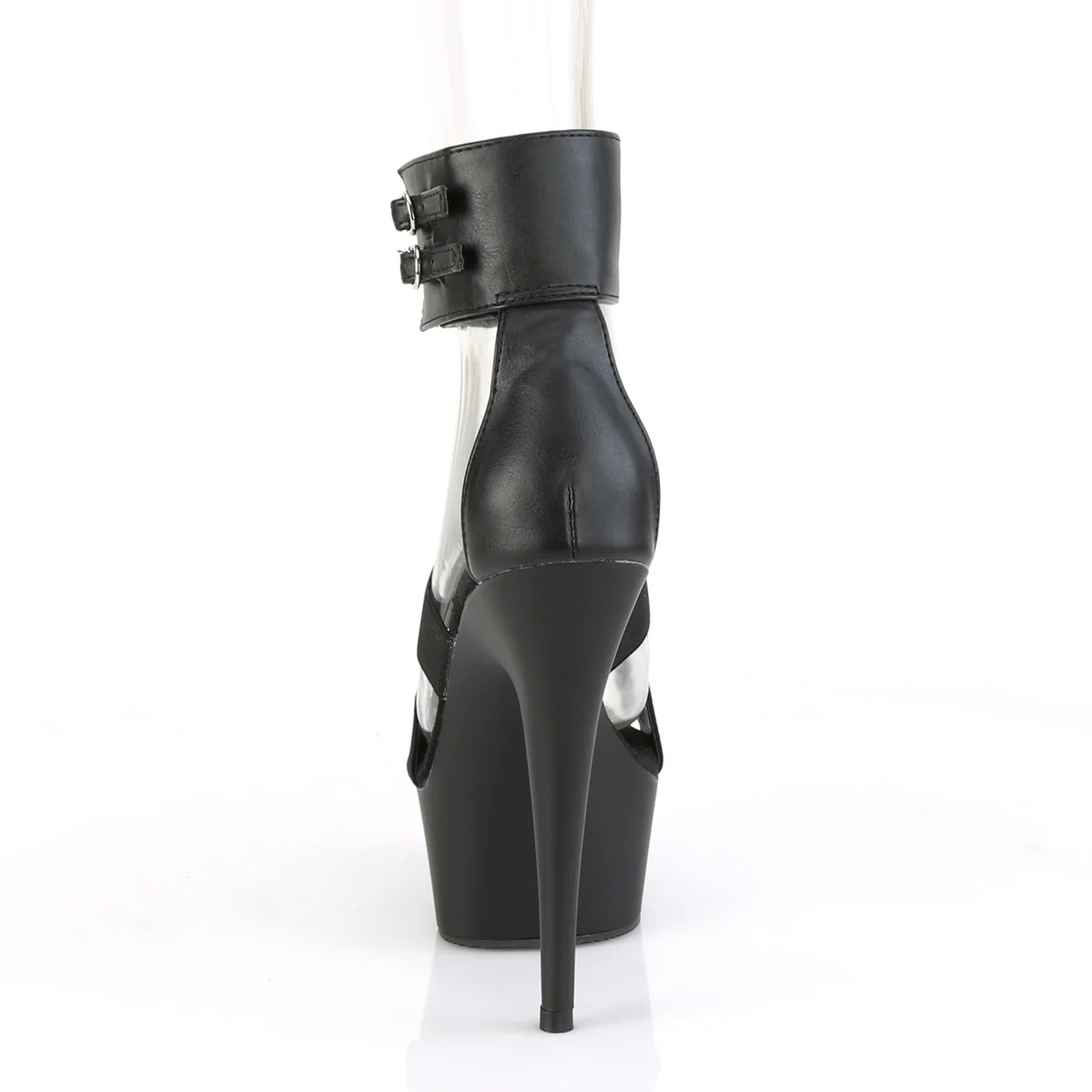 DELIGHT-672  Black Elastic-Faux Leather/Black Matte - Image 4