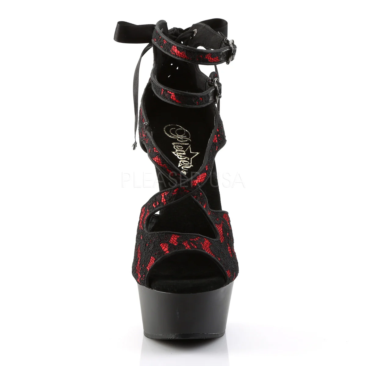 DELIGHT-678LC Red Satin-Lace/Black Matte - Image 2