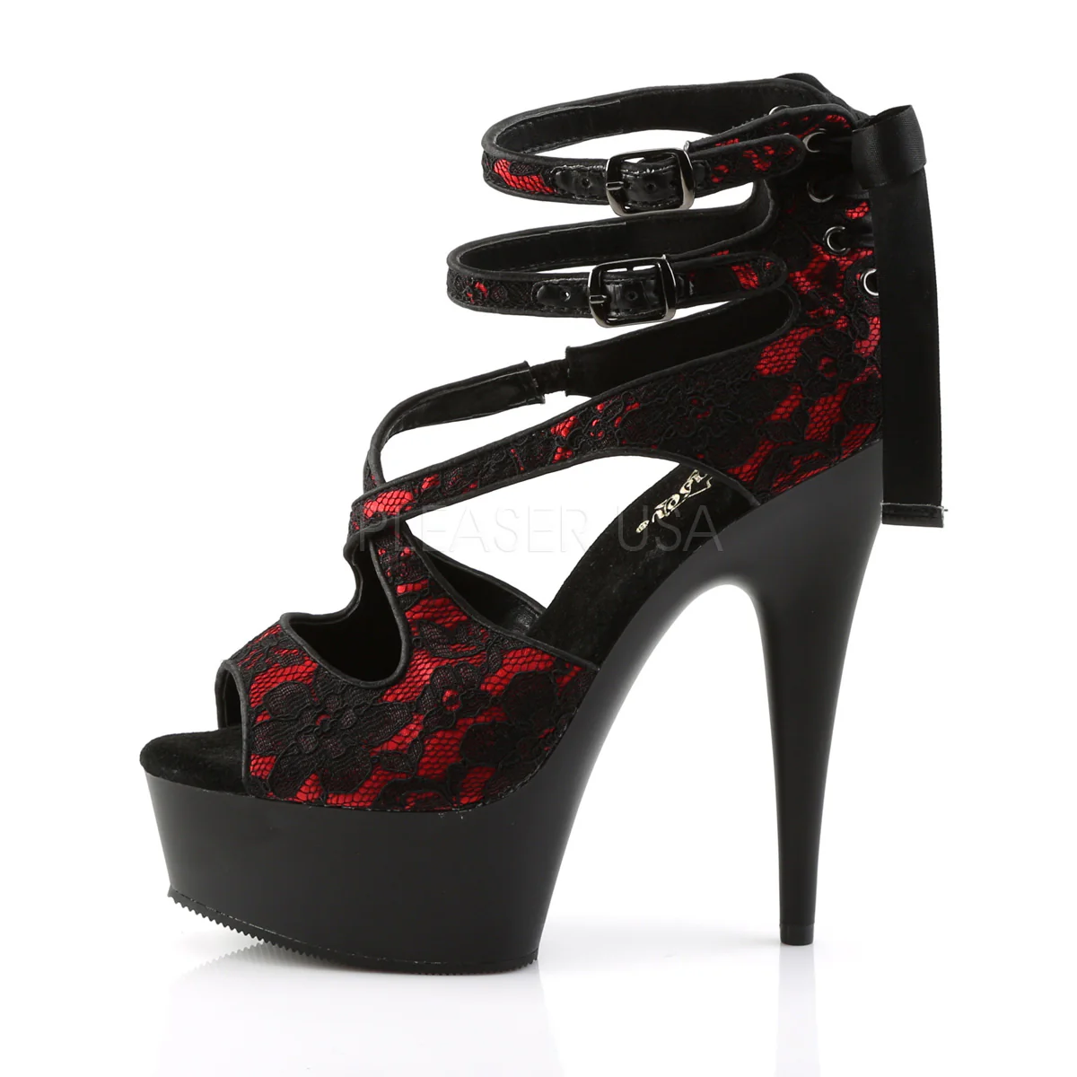 DELIGHT-678LC Red Satin-Lace/Black Matte - Image 3