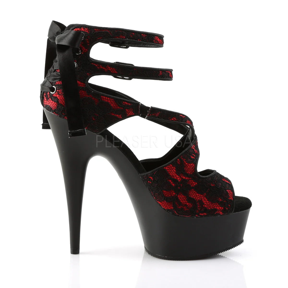 DELIGHT-678LC Red Satin-Lace/Black Matte - Image 5