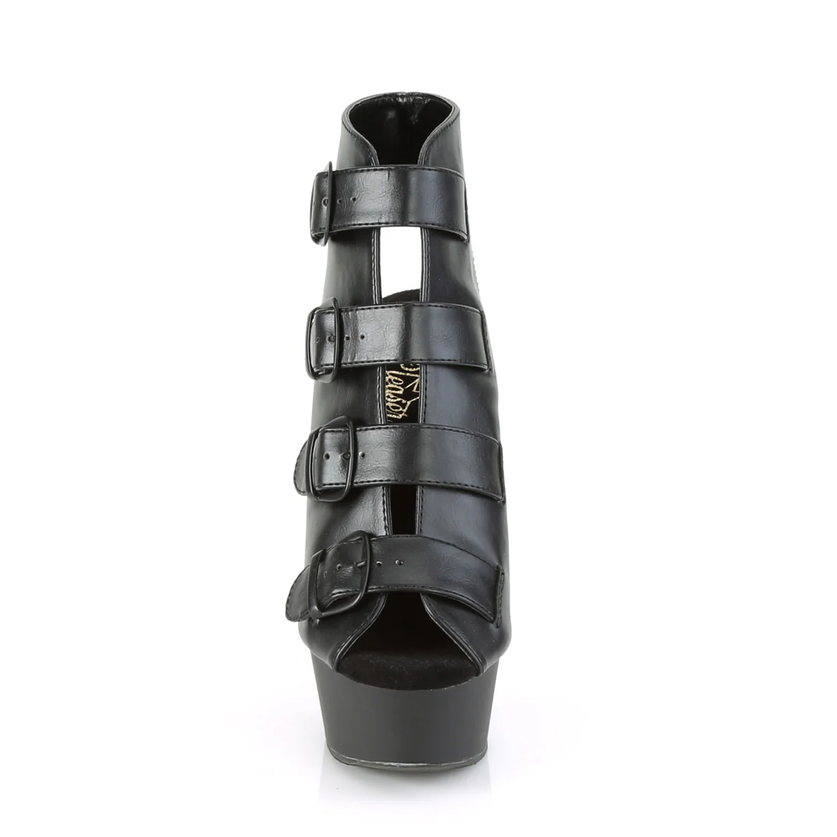 DELIGHT-683 Black Faux Leather/Black Matte - Image 2