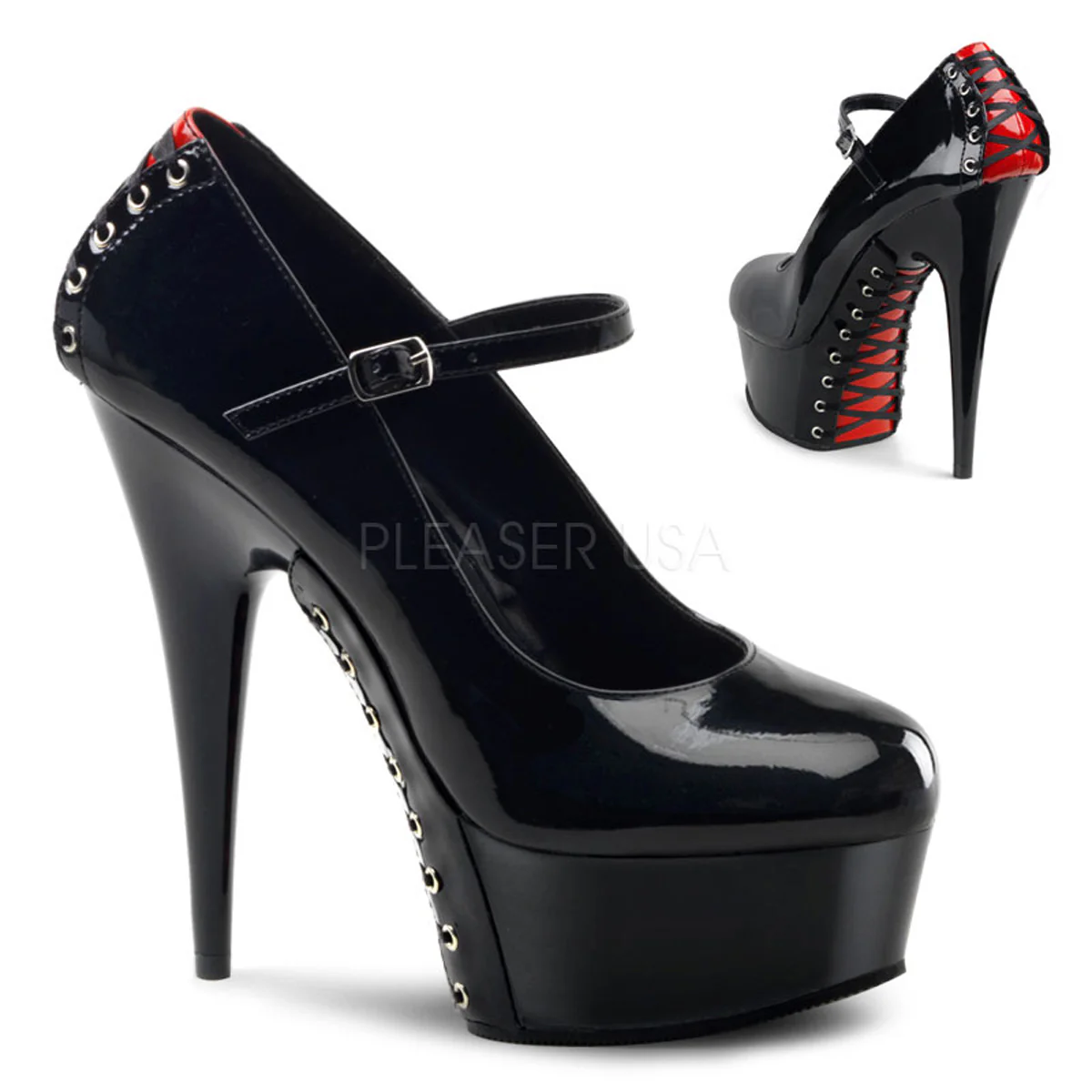 DELIGHT-687FH  Black-Red Patent/Black