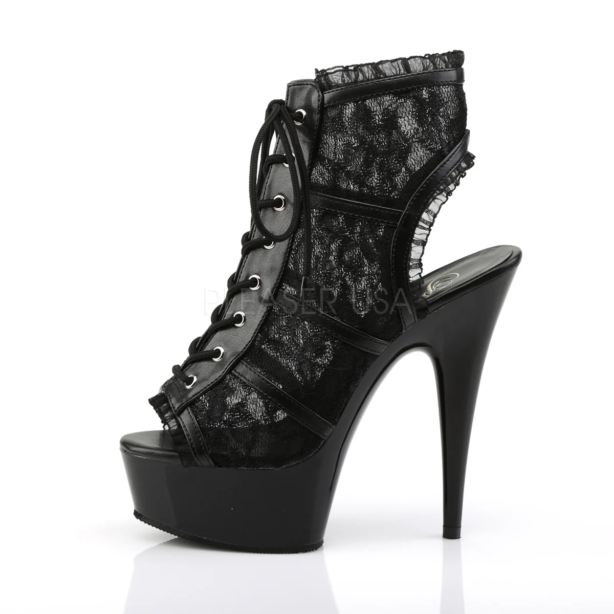DELIGHT-696LC  Black Mesh-Lace/Black - Image 3