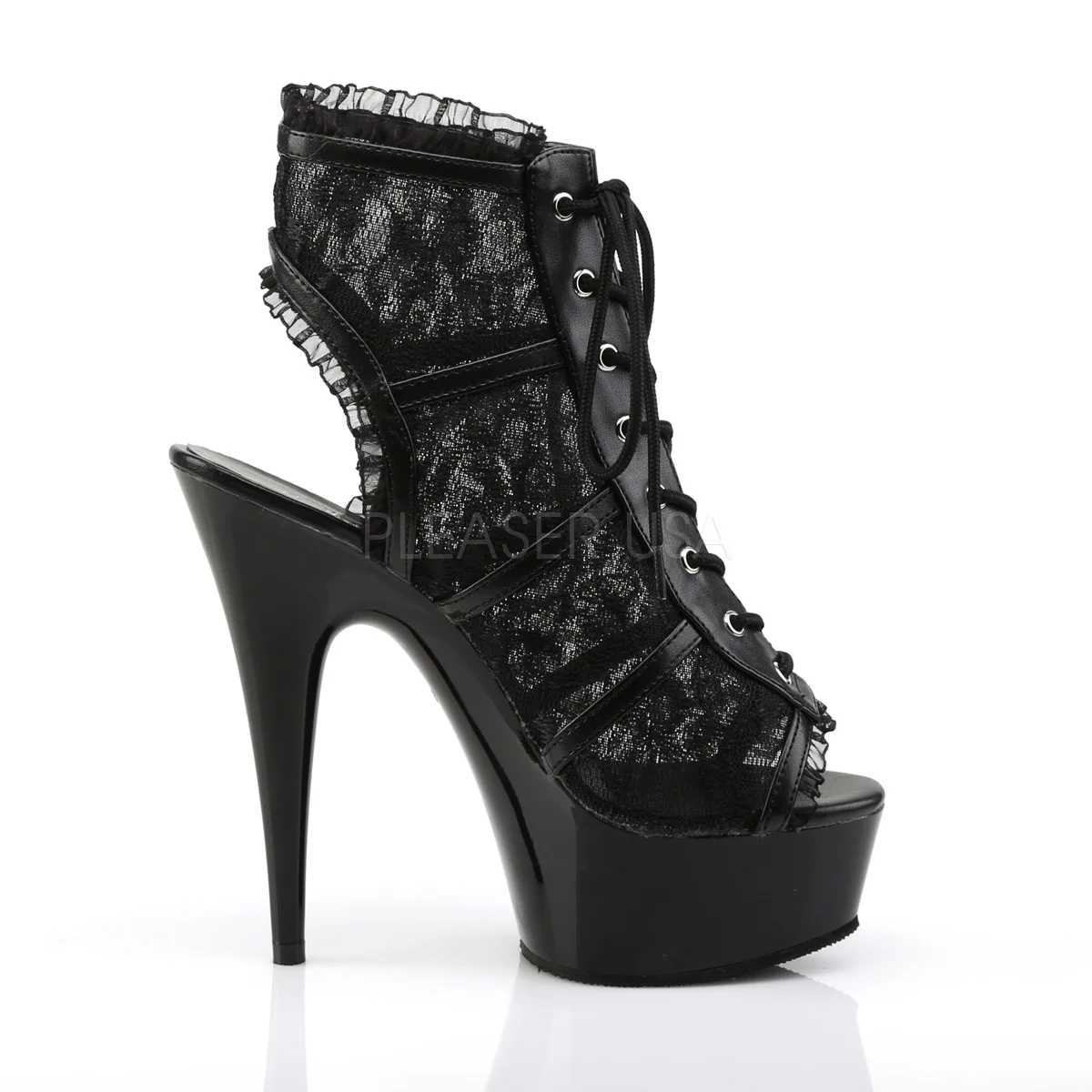 DELIGHT-696LC  Black Mesh-Lace/Black - Image 5