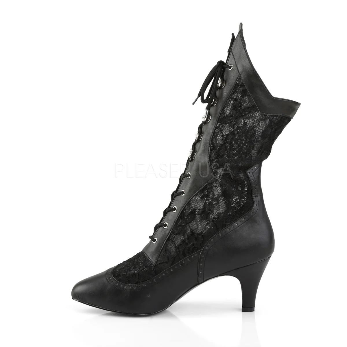 DIVINE-1050  Black Faux Leather-Satin Lace - Image 3
