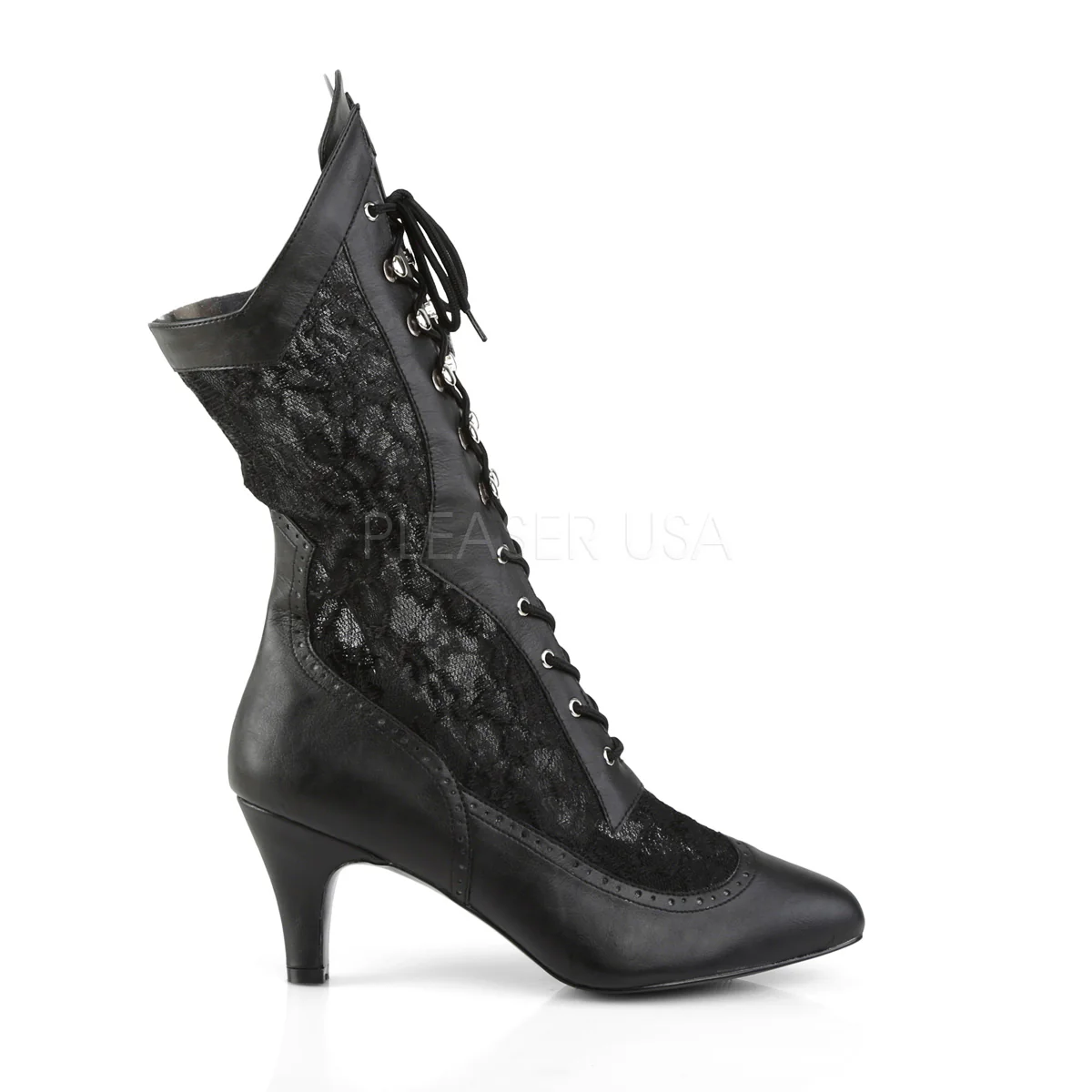DIVINE-1050  Black Faux Leather-Satin Lace - Image 5