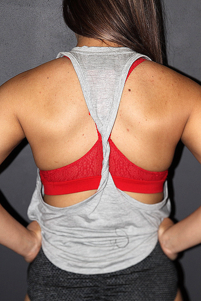 Rarr Do You Even Squat Crop Tank Grey Marle - Image 3