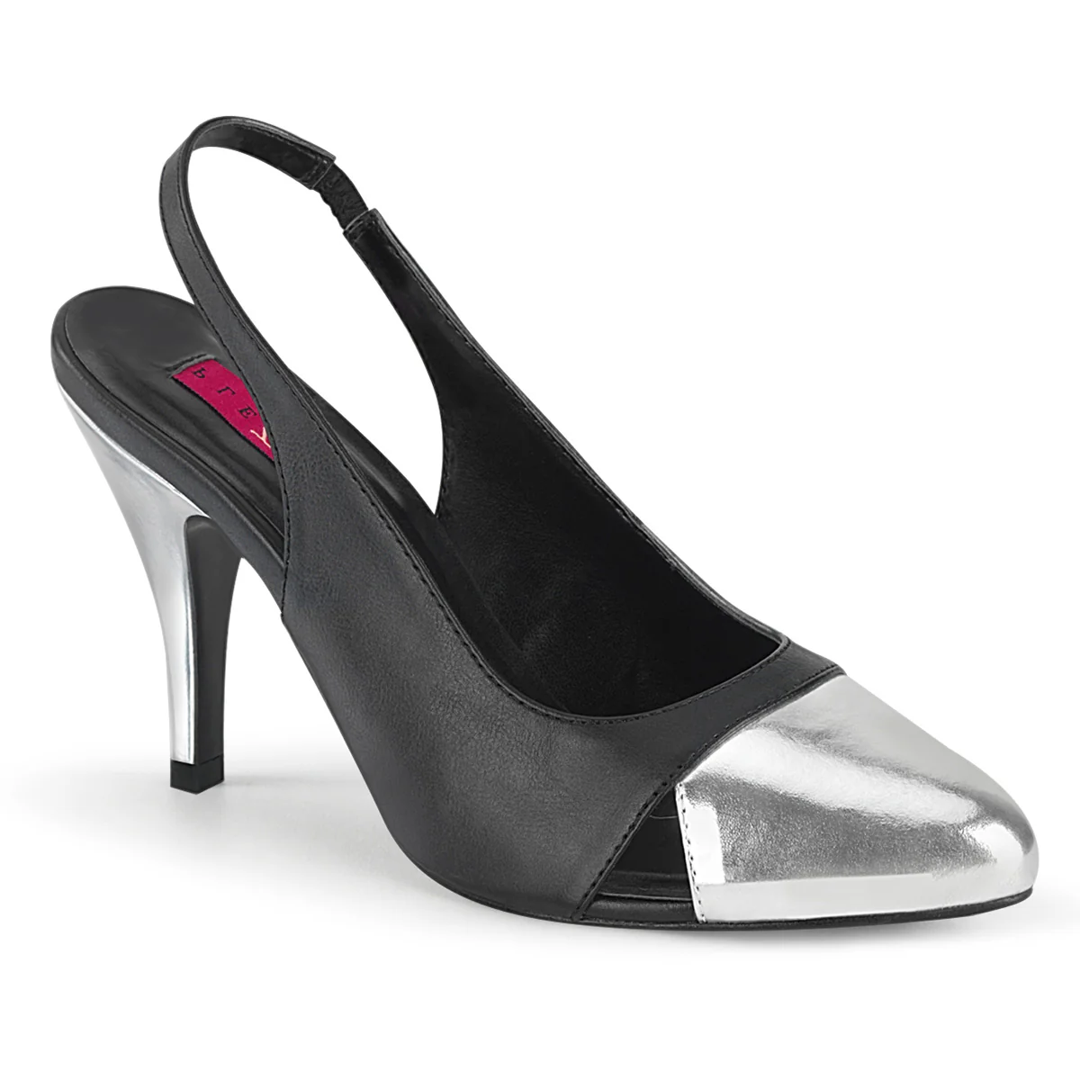 DREAM-405 Black Faux Leather-Silver Metallic Pu