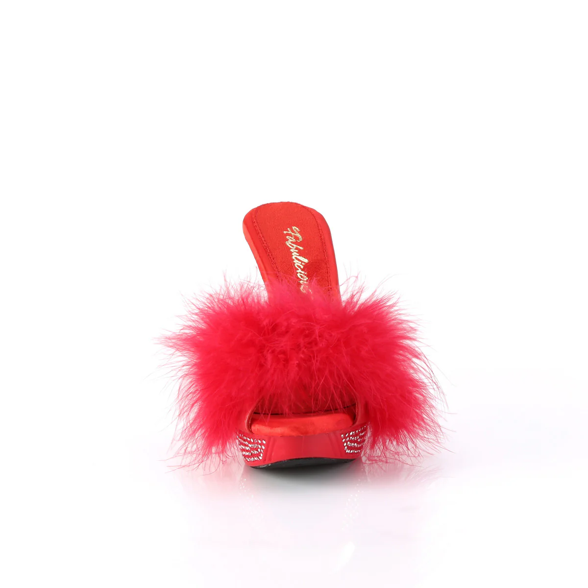 ELEGANT-401F Red Marabou-Faux Leather/Red - Image 2