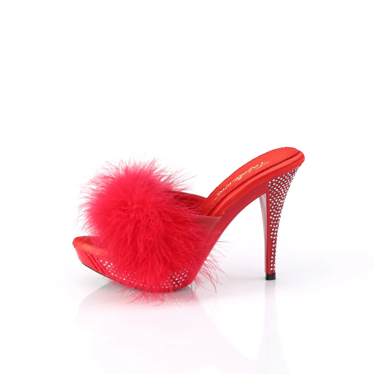 ELEGANT-401F Red Marabou-Faux Leather/Red - Image 3