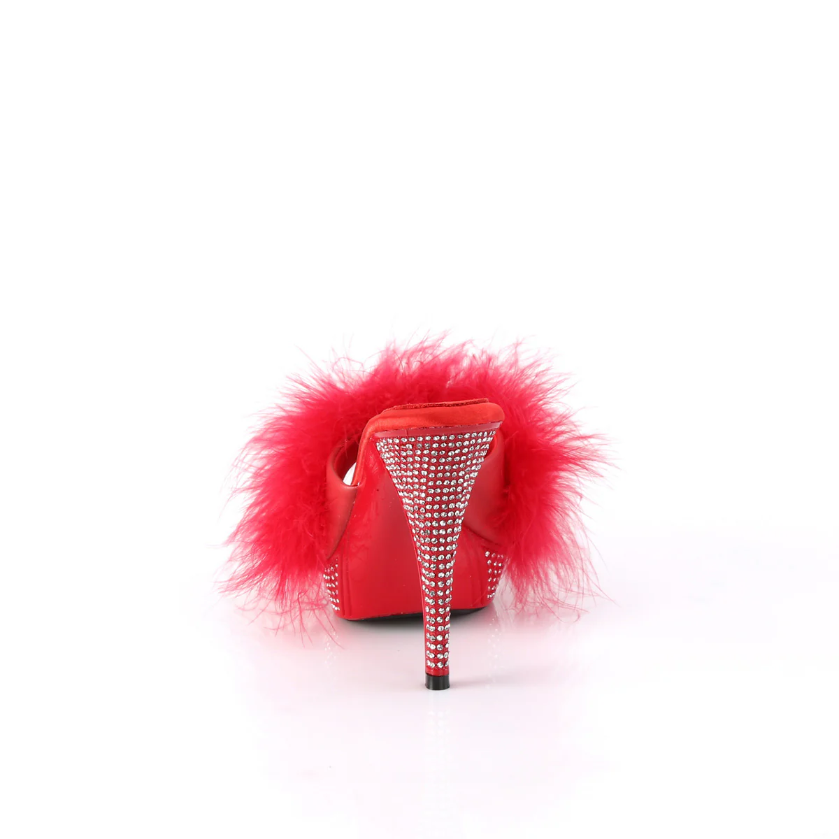 ELEGANT-401F Red Marabou-Faux Leather/Red - Image 4