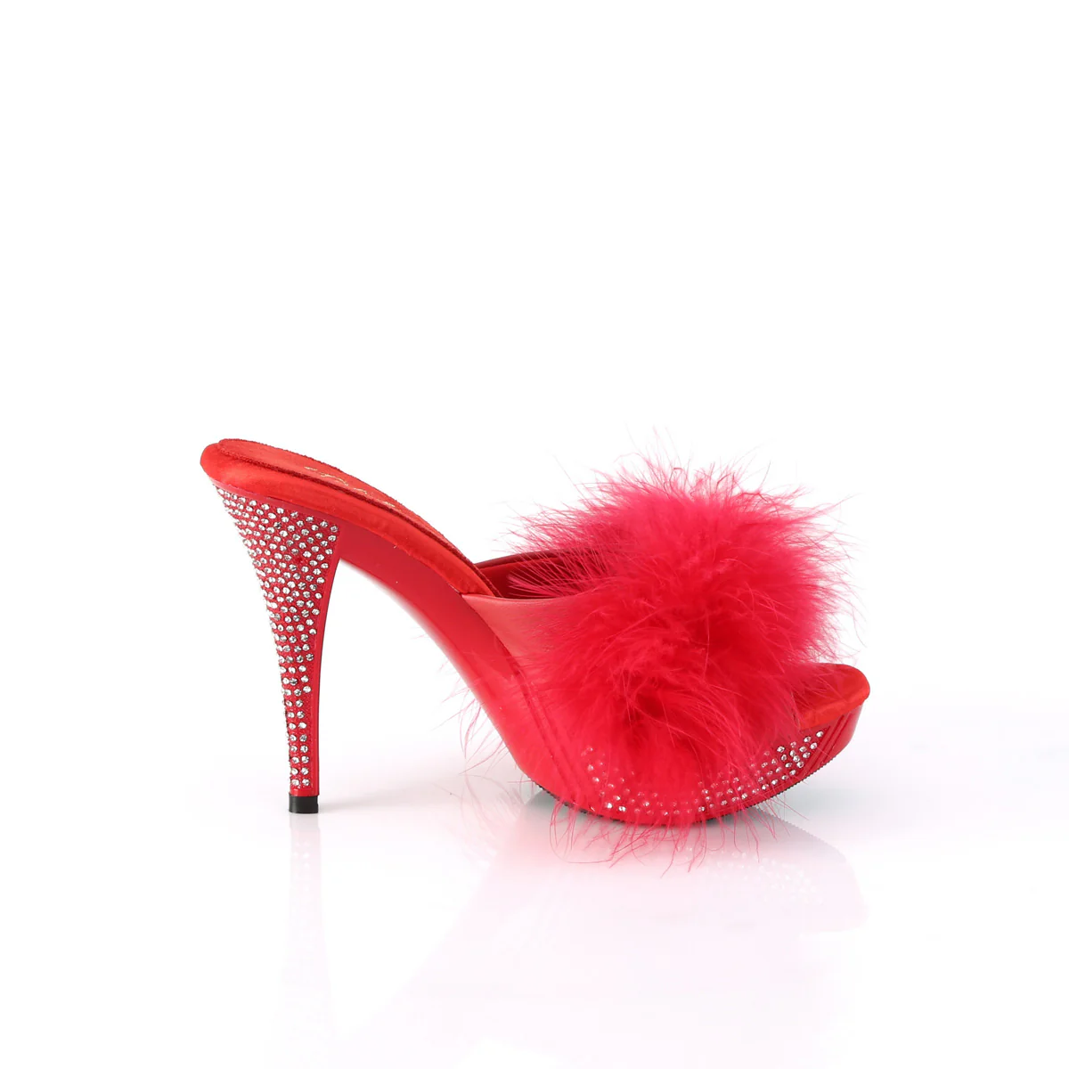 ELEGANT-401F Red Marabou-Faux Leather/Red - Image 5