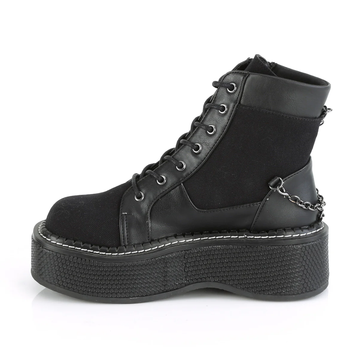 EMILY-114 Black Canvas-Vegan Leather - Image 3