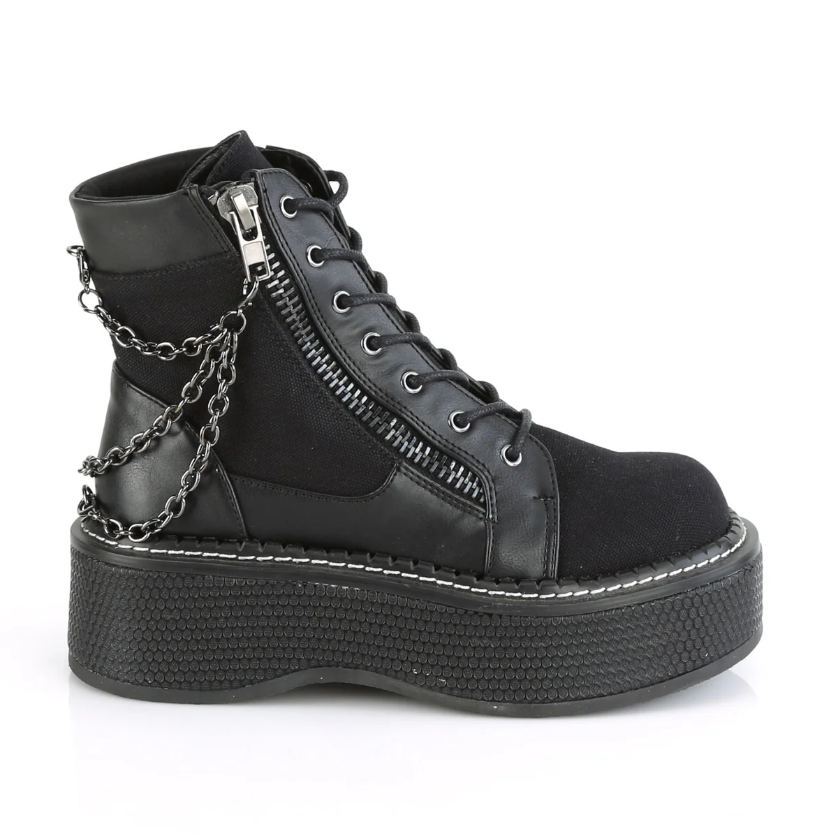 EMILY-114 Black Canvas-Vegan Leather - Image 5