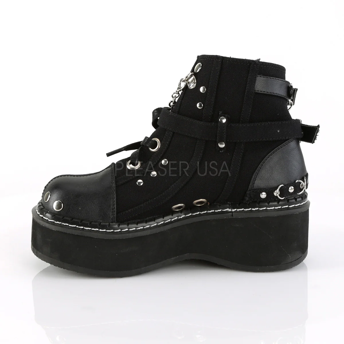 EMILY-317  Black Canvas-Vegan Leather - Image 2
