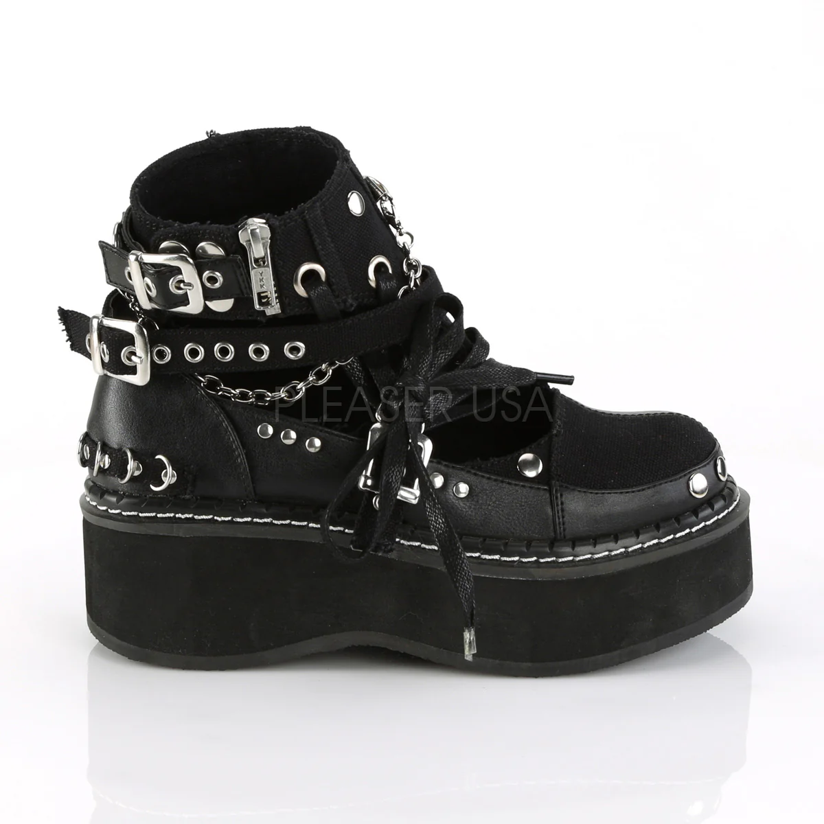 EMILY-317  Black Canvas-Vegan Leather - Image 4
