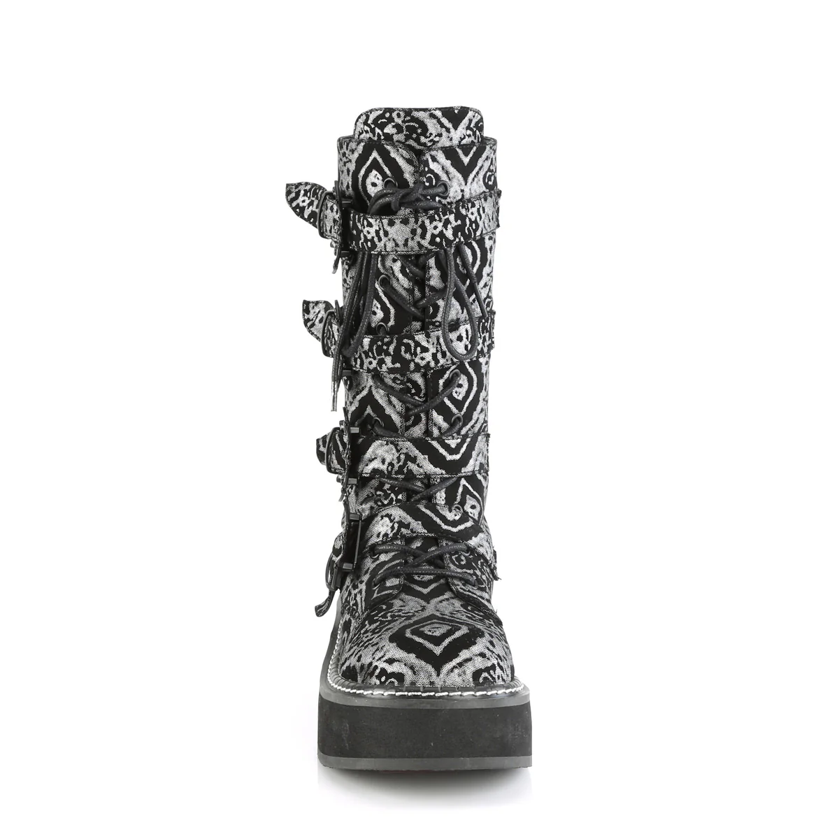 EMILY-322  Black-Silver Faux Nubuck Leather - Image 2