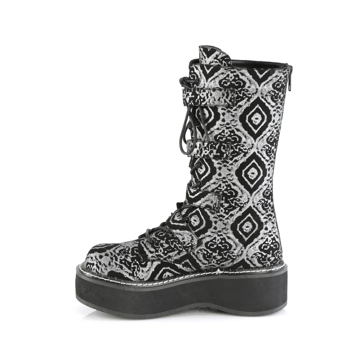 EMILY-322  Black-Silver Faux Nubuck Leather - Image 3