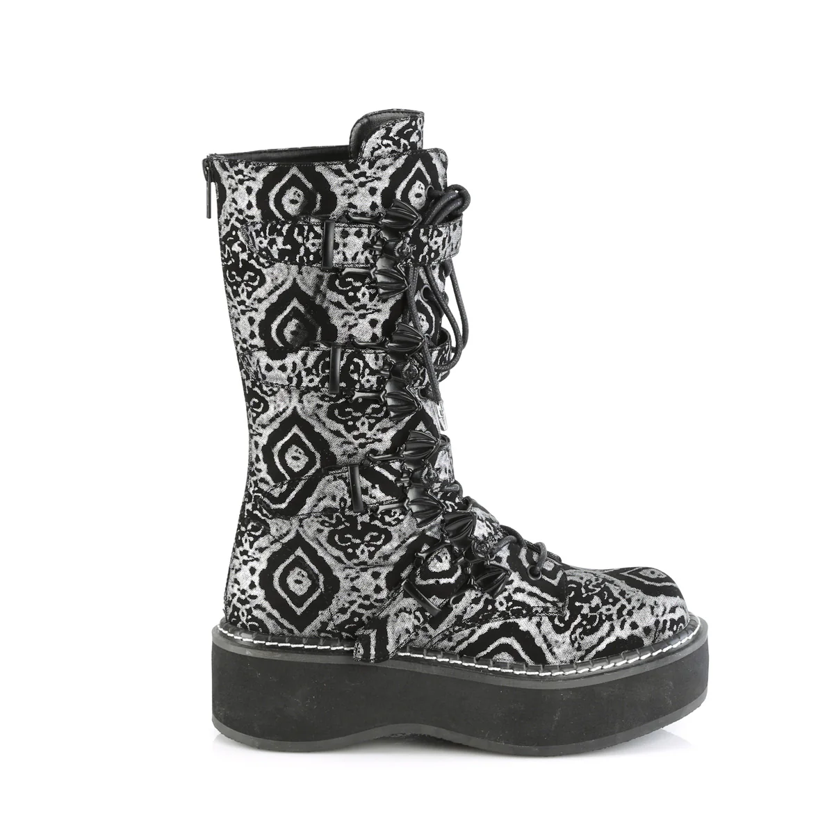 EMILY-322  Black-Silver Faux Nubuck Leather - Image 5