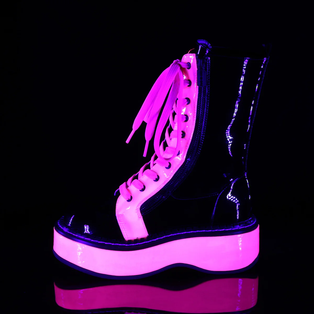 EMILY-350 Black Patent-UV Neon Pink - Image 3