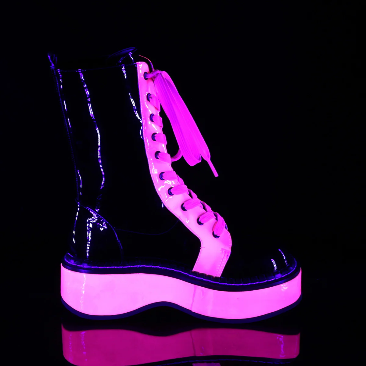 EMILY-350 Black Patent-UV Neon Pink - Image 5