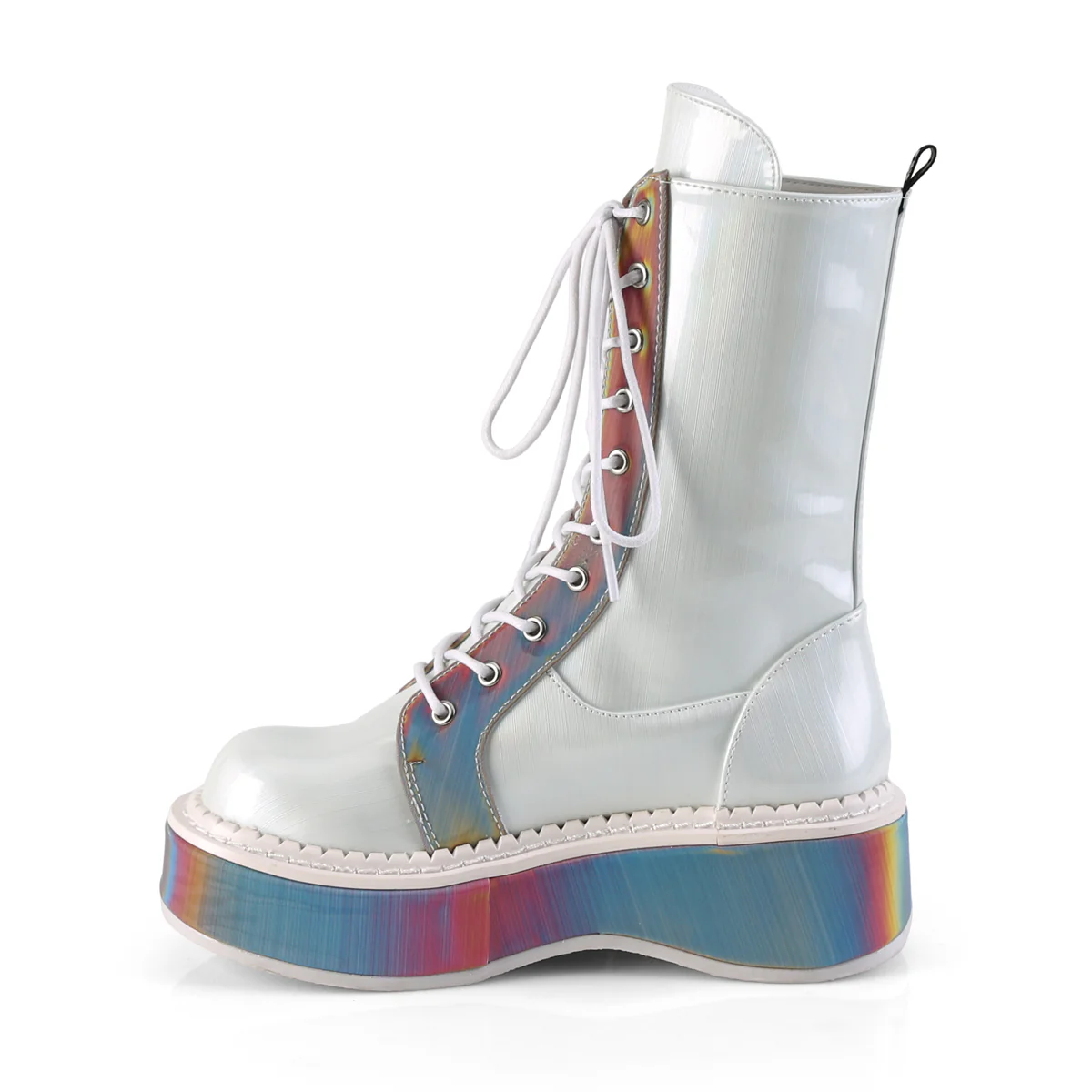 EMILY-350  White Brushed Hologram Vegan Leather-Rainbow Reflective - Image 3