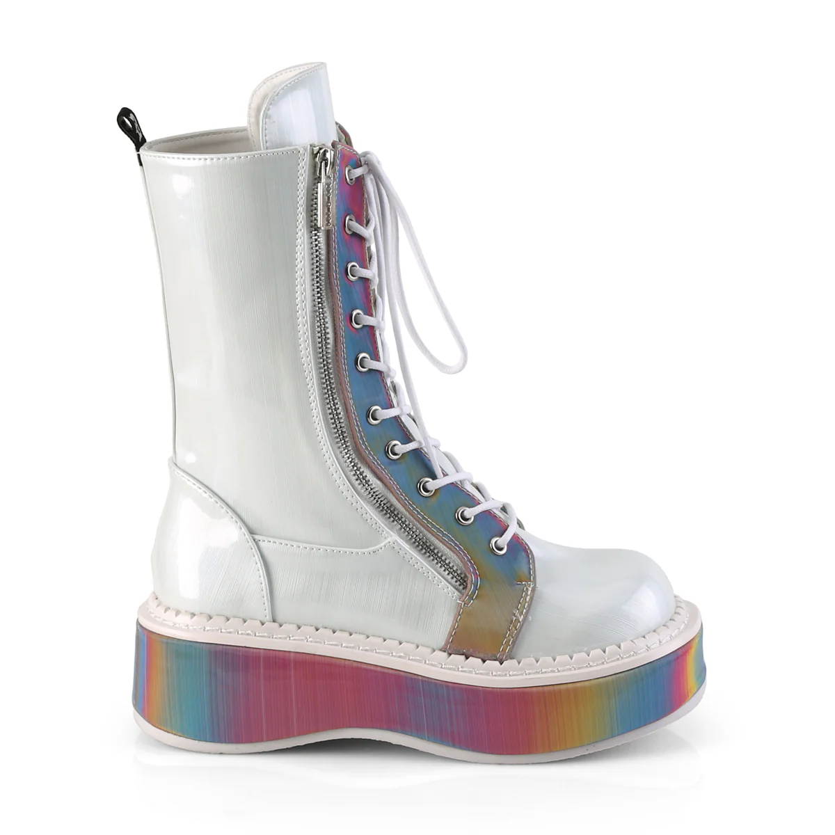 EMILY-350  White Brushed Hologram Vegan Leather-Rainbow Reflective - Image 5
