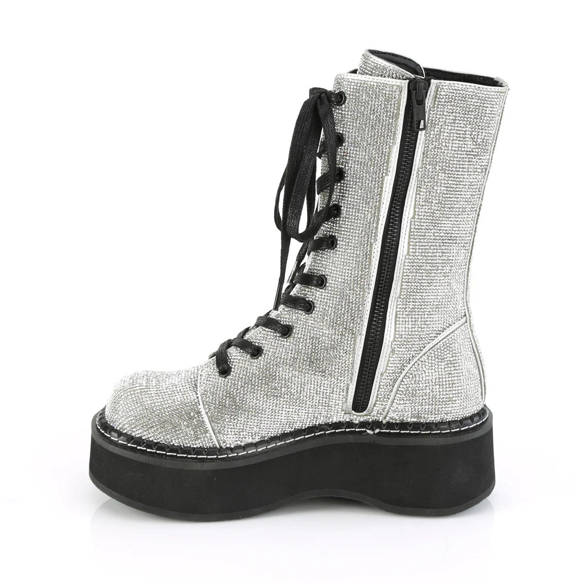 EMILY-362 Silver Vegan Leather-Rhinestone - Image 3