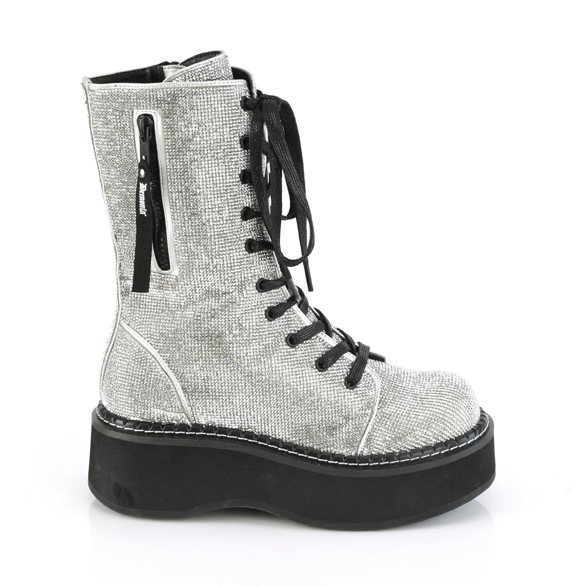 EMILY-362 Silver Vegan Leather-Rhinestone - Image 5