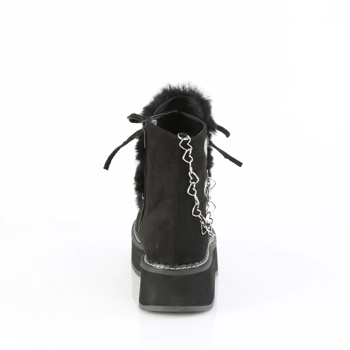 EMILY-55  Black Vegan Suede-Faux Fur - Image 4