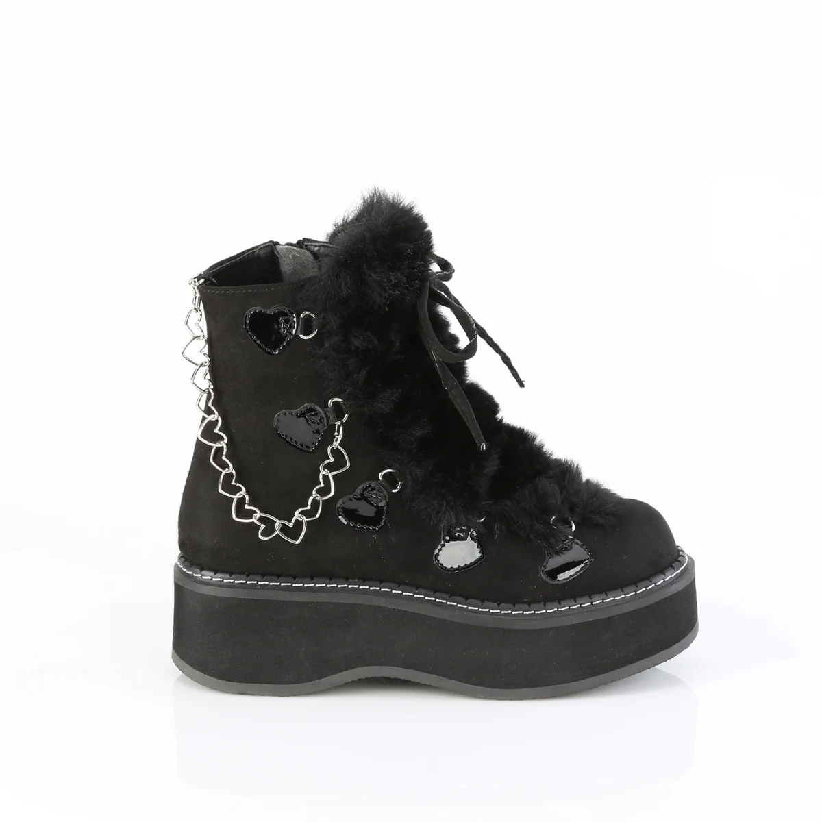 EMILY-55  Black Vegan Suede-Faux Fur - Image 5