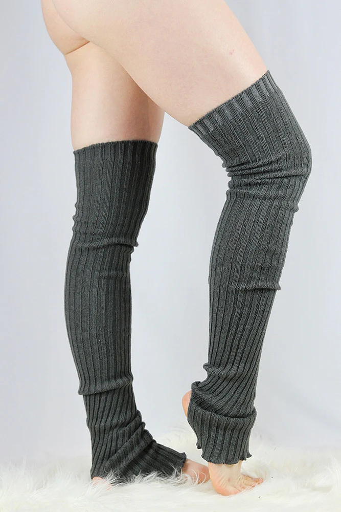 Rarr Extra Long Stirr-Up Knit Legwarmers Charcoal - Image 3