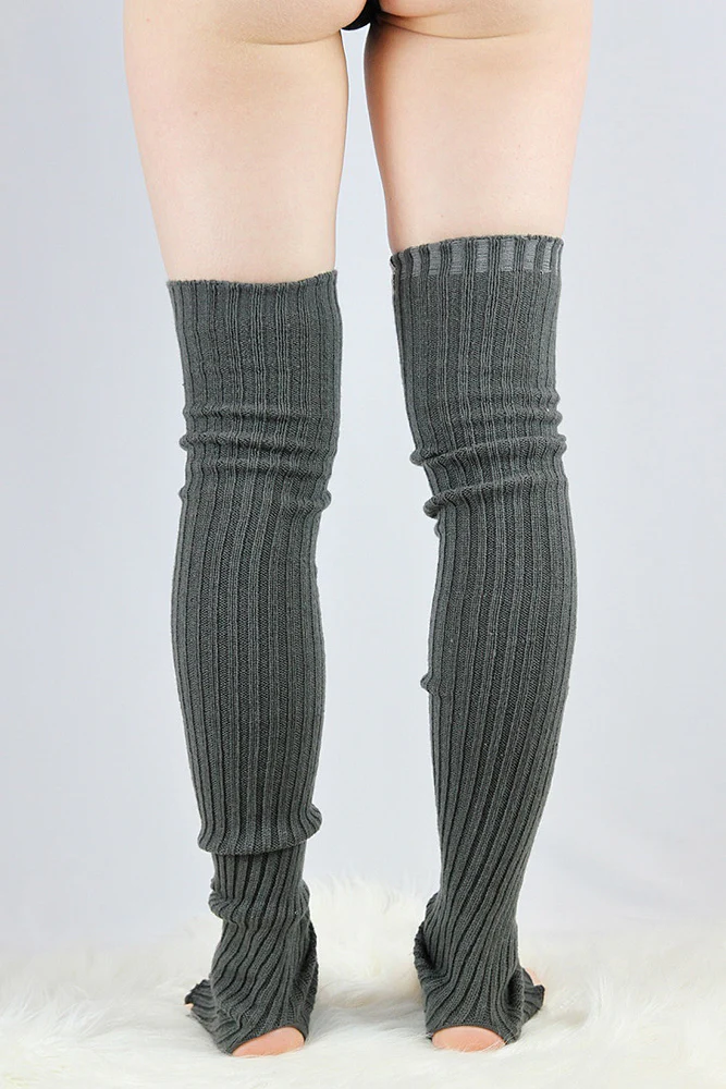 Rarr Extra Long Stirr-Up Knit Legwarmers Charcoal - Image 4