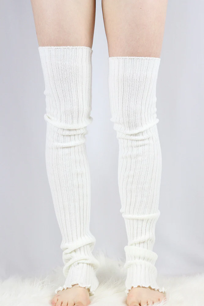 Rarr Extra Long Stirr-Up Knit Legwarmers Cream - Image 2