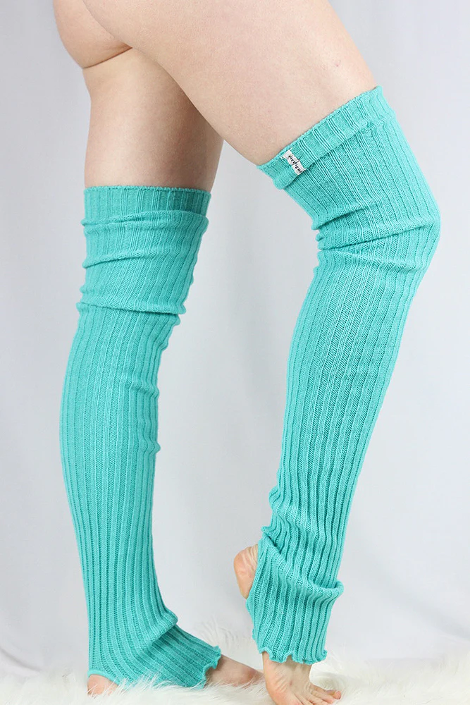 Rarr Extra Long Stirr-Up Knit Legwarmers Green - Image 3
