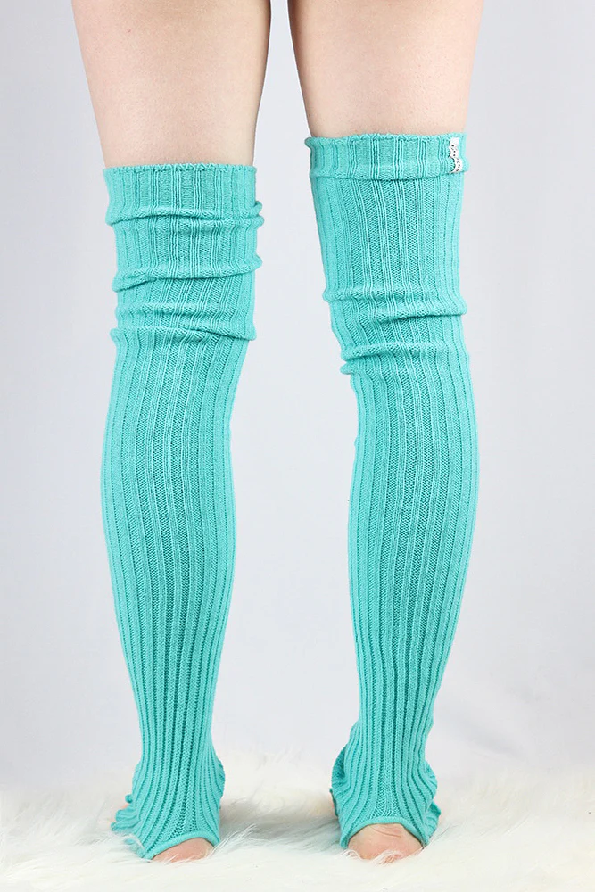Rarr Extra Long Stirr-Up Knit Legwarmers Green - Image 4