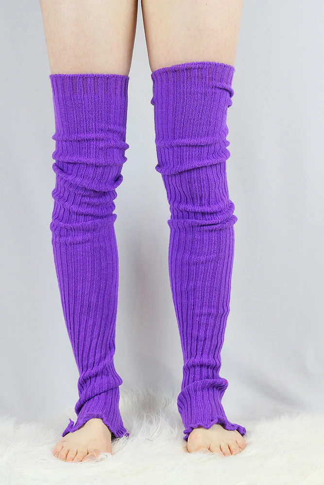 Rarr Extra Long Stirr-Up Knit Legwarmers Purple - Image 2