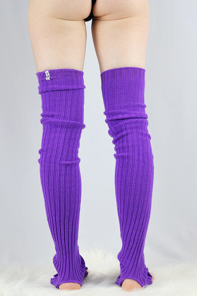 Rarr Extra Long Stirr-Up Knit Legwarmers Purple - Image 4