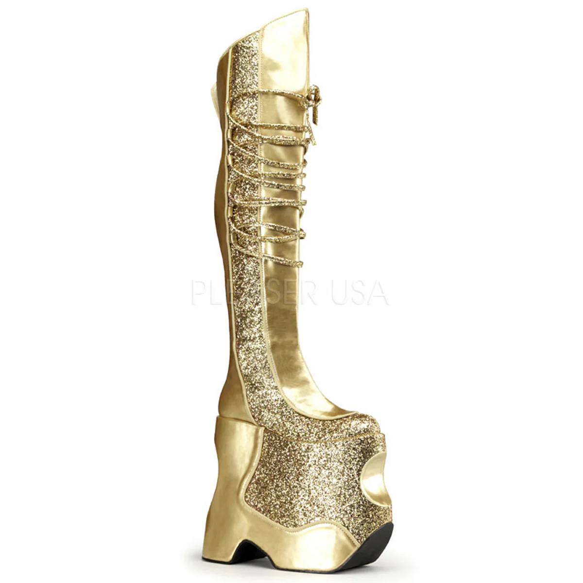 FABULOUS-3035 Gold Crinkle Patent-Glitter