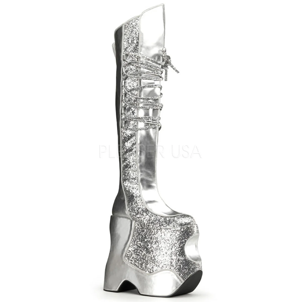 FABULOUS-3035 Silver Crinkle Patent-Glitter