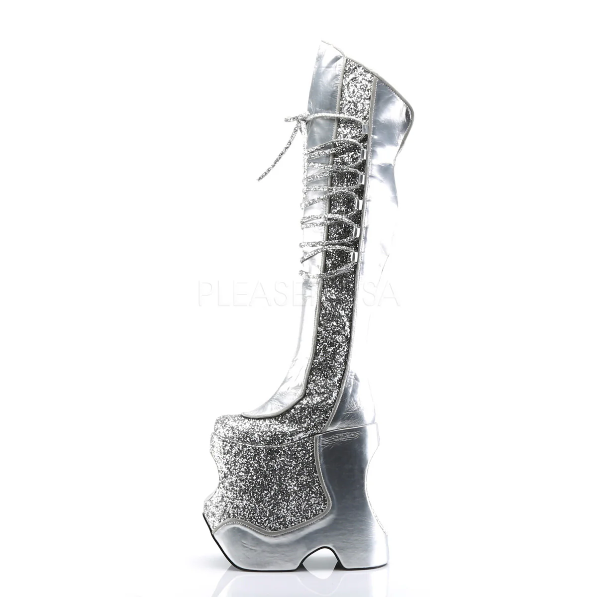 FABULOUS-3035 Silver Crinkle Patent-Glitter - Image 3